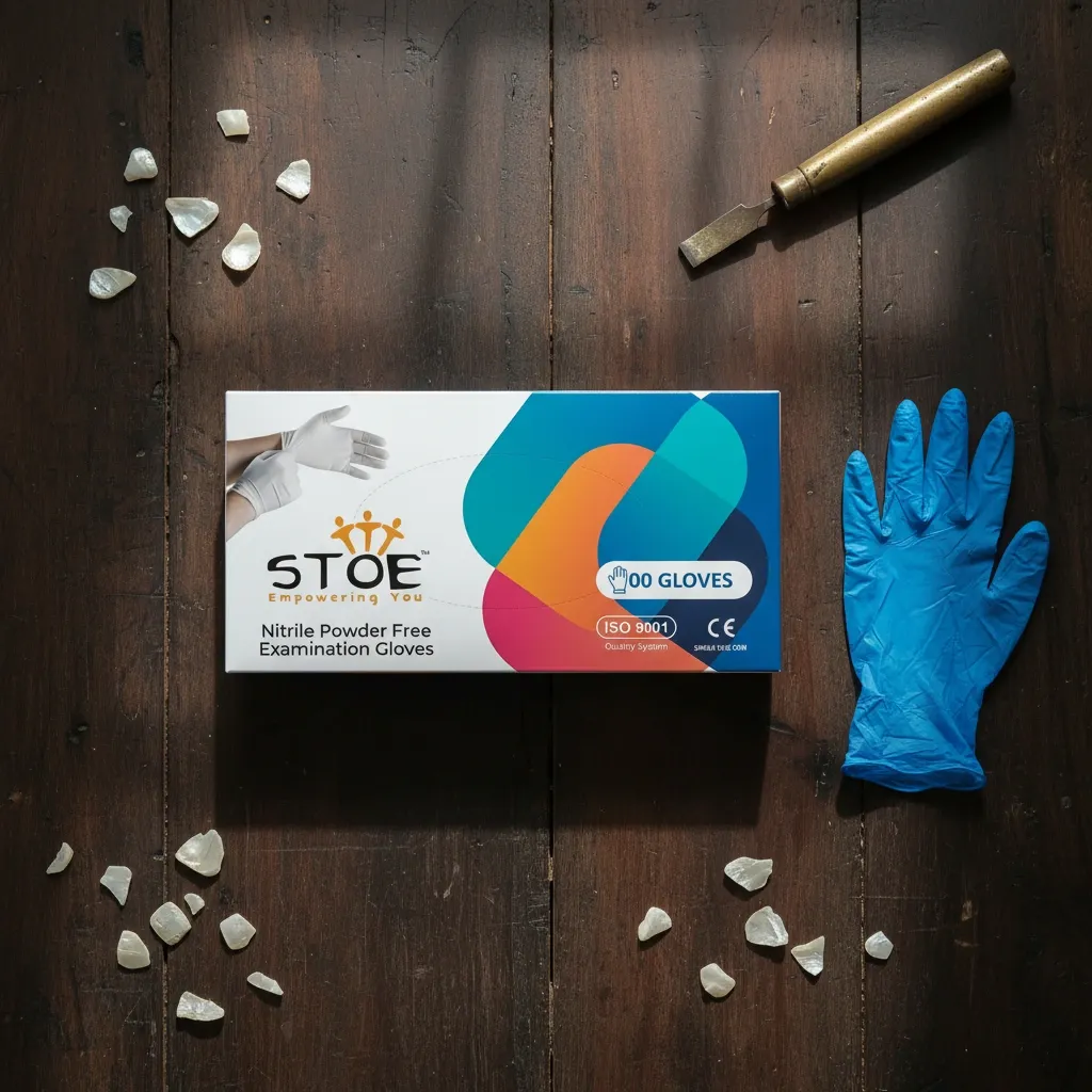 Nitrile Examination Gloves (Powder Free), 7.5-8gm, Blue/V Blue/ Green (100 Pcs) (M)